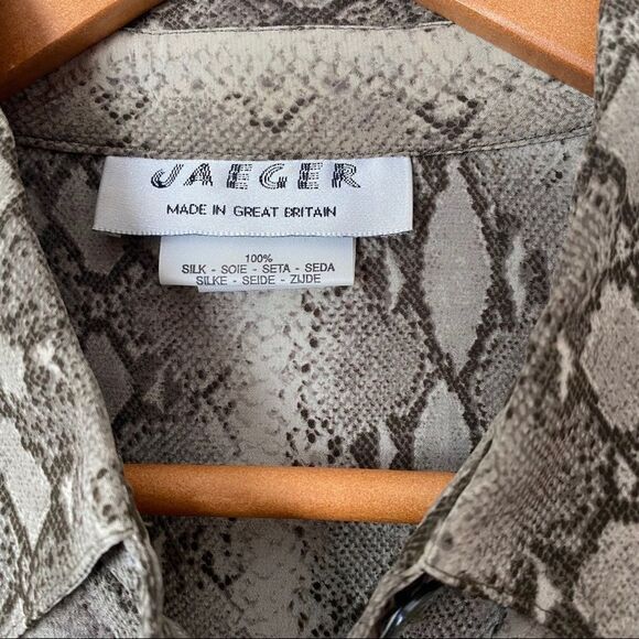 Vintage Jaeger Snakeskin Print Silk Button Down - Picture 5 of 8